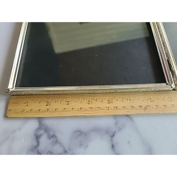 Floral Silver Tone Metal Folding Desktop Picture Frame Vintage - Picture 8 of 10